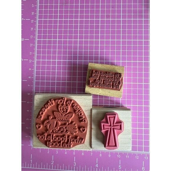 Stamps Wood Lot of 4 Religious - Picture 3 of 8